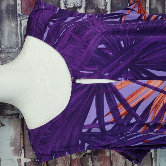 Anthony Original Tropical Palm Leaf Print Stretch Knit Dress - Picture 5 of 7